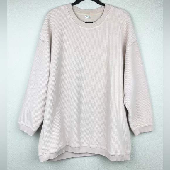 AERIE Women's Medium Oversized Ribbed Knit Textured Pullover Sweater Pale Pink - Picture 1 of 14